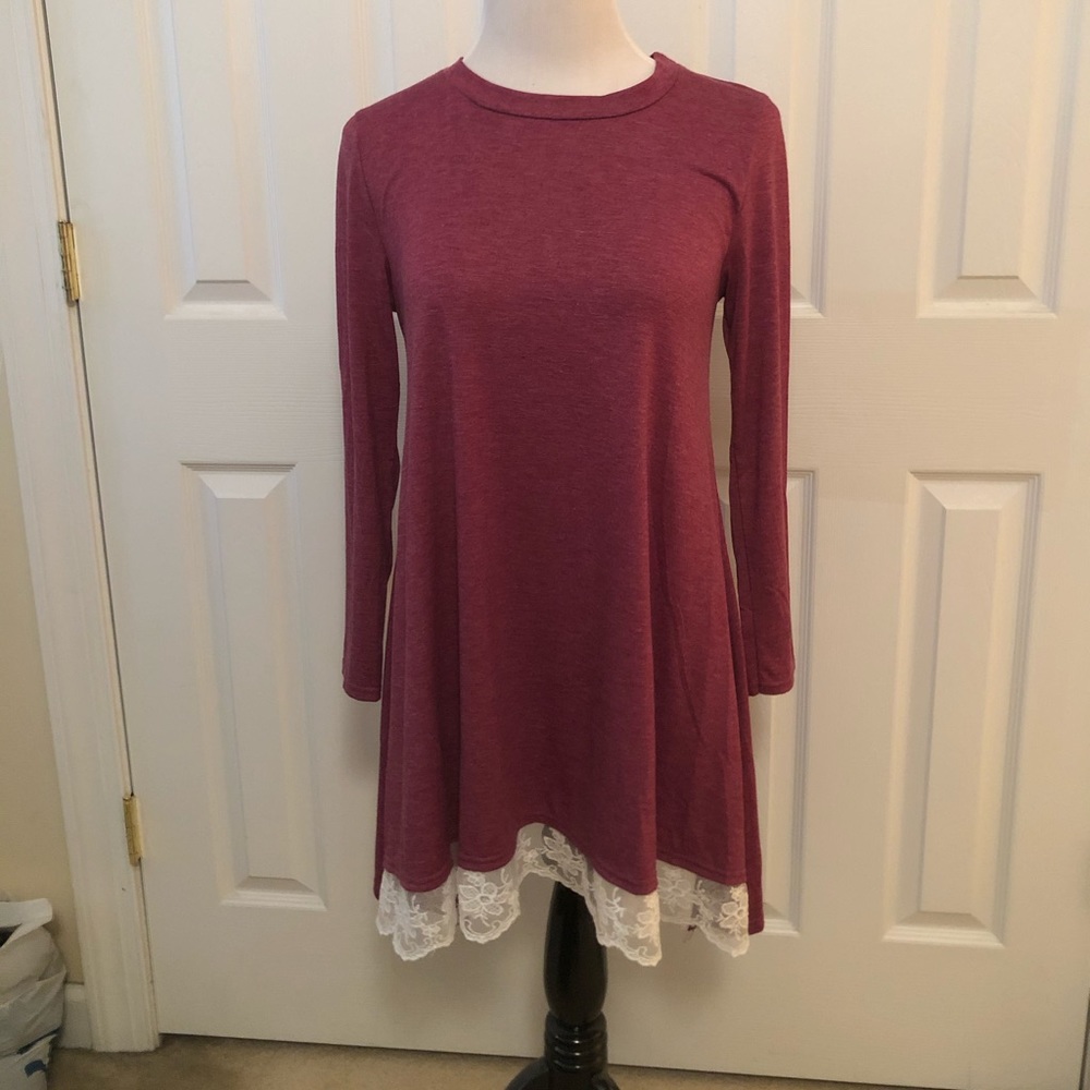 Military Hippie long sleeve top with lace trim